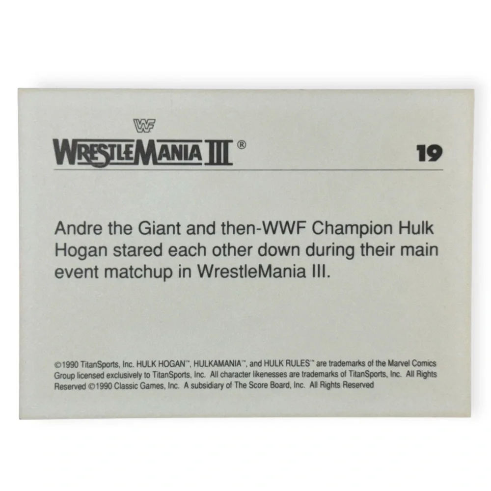 Classic‎ WWF 1990 WrestleMania Hulk Hogan & Andre Giant Stare Trading Card #19